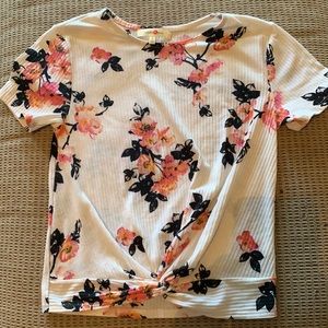 floral ribbed blouse